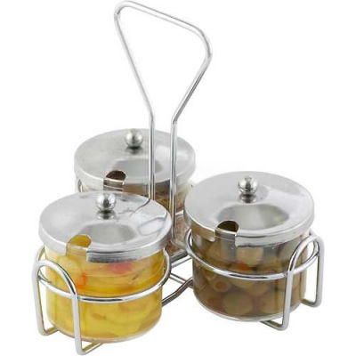 Winco WH-4 3 Ring Condiment Jar Holder, 7-1/2"L, 7"W, 8"H, Chrome Plated Wire - Pkg Qty 24