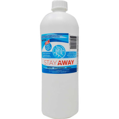 Stay Away Hand Sanitizer Sealed Flat Cap Bottle, 1 L, 12 Bottles/Case -DVEL-STYSGC701000ML