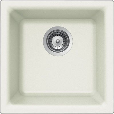 Houzer® E-100U CLOUD Quartztone Series Granite Dual Mount Bar/Prep Sink, Blanc