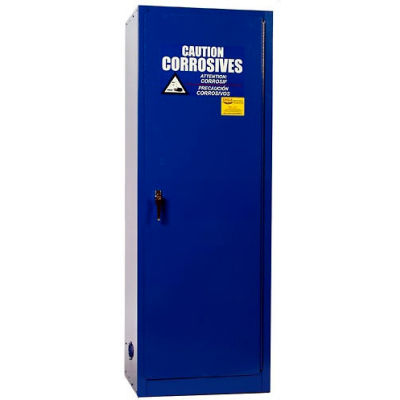 Armoire corrosive à l’acide Eagle™ de 24 gallons, fermeture manuelle, 1 portes, 23-1/4 po L x 18 po P x 65 po H, bleu