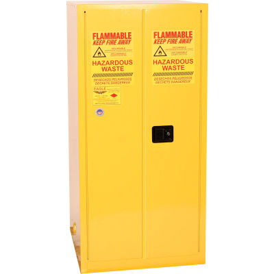 Eagle Mfg Drum Cabinet 55 Gal. Capacity Vertical Manual Close Hazmat W/ Drum Suports & Rollers