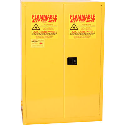 Eagle Mfg Drum Cabinet 60 Gal. Capacity Vertical Manual Close Hazmat W/ Drum Suports & Rollers