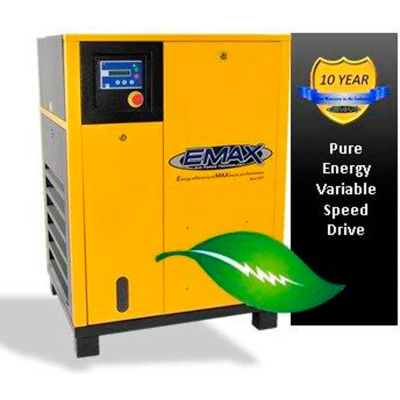 EMAX ERV0100001, 10HP Rotary Screw Compressor Tankless, 145 PSI, 45 CFM, 1PH 208/230V
