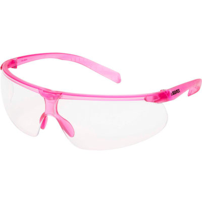 Lunettes de sécurité Elvex® Helium 20™ Lightweight Safety, Anti-buée, Verres transparents, Monture rose, Paquet de 12 - Qté par paquet : 12