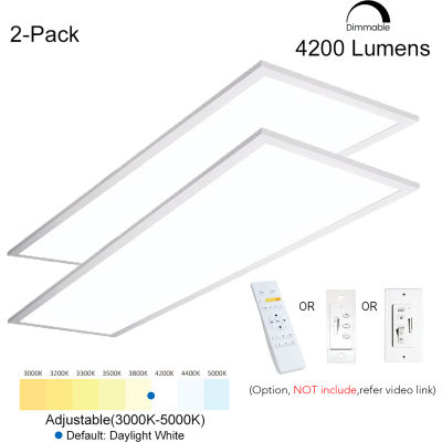 eSenLite® 1x4ft 35W 4550 LM LED Panneau de plafond Troffer Light 3000-5000K CCT Dim par télécommande, 2 PK