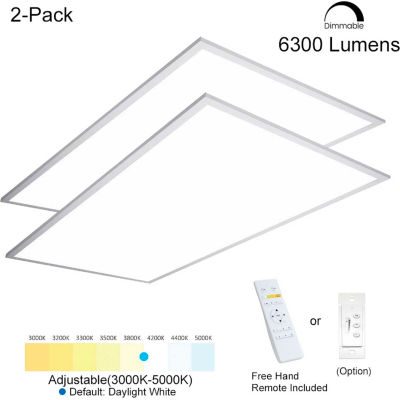 eSenLite® 2x4ft 50W 6500 LM LED Panneau de plafond Troffer Light 3000-5000K CCT Dim w / Télécommande, 4 PK