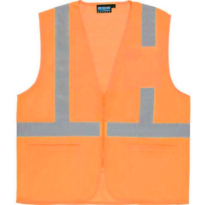 Gilet de sécurité en maille économique ERB® Aware Wear® S363P ANSI Classe 2, fermeture à glissière, L, orange