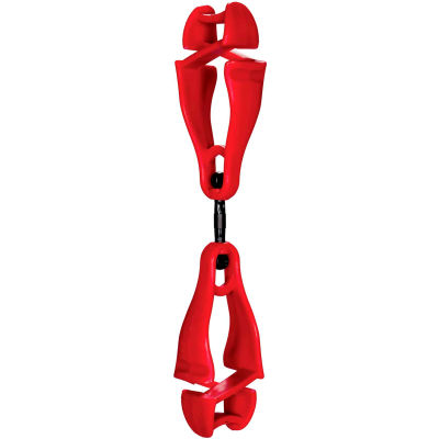 Ergodyne® 3420 calmars® Porte-pince à gants, Double Clips, Rouge - Qté par paquet : 6