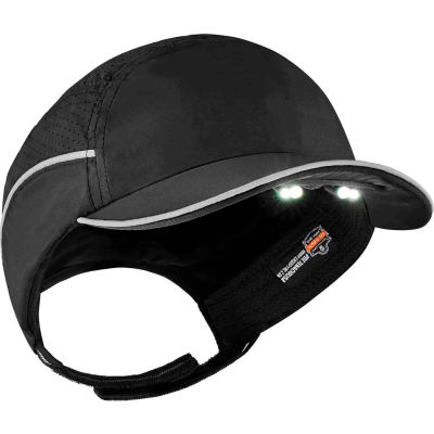 Ergodyne Skullerz® 8965 Lightweight Bump Cap, LED Lighting, Short Brim, Noir