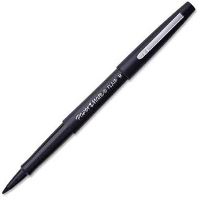 Paper Mate® Porous Point Flair Pen, Black Barrel/Ink - Qté par paquet : 12