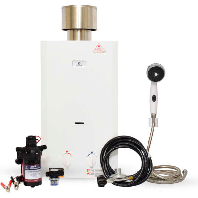 Eccotemp L10 Portable Outdoor Tankless Water Heater, 12V Pump/Strainer/Shower Set - L10-PSSET