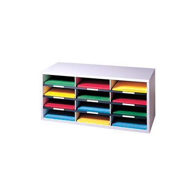 Fellowes® 12-Section Compartment Sorter, Melamine Laminated, Dove Gray