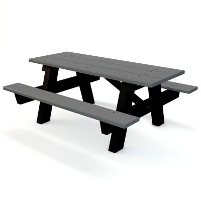 Global Industrial™ 6 ft. Recycled Plastic A-Frame Rectangular Picnic Table - Gray