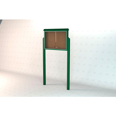 Frog Furnishings Large Message Center, Recycled Plastic, Two Sides, Two Posts, Green, 51"W x 36"H