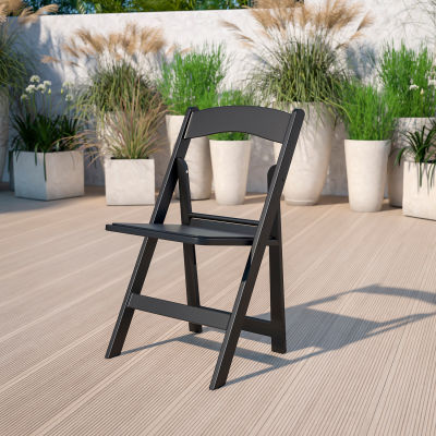 Flash meubles résine pliante chaise avec siège de vinyle - Noir - Qté par paquet : 4