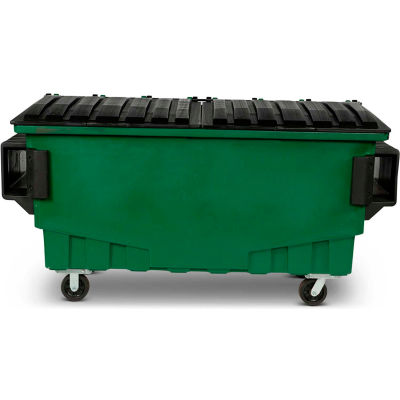 Toter 1 Cubic Yard Front Loading Benne W / Pare-chocs, Waste Green - FR010-00925