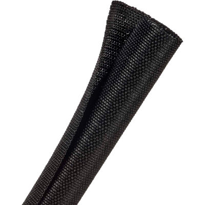 Techflex F6 Woven Split Wrappable Sleeve 3/4 » Dia., 50', Noir