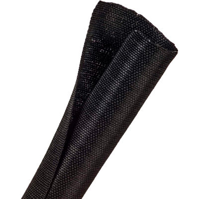 Techflex F6 Woven Split Wrappable Sleeve 1 » Dia., 50', Noir