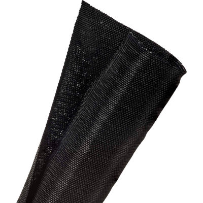 Techflex F6 Woven Split Wrappable Sleeve 1,5 » Dia., 25', Noir