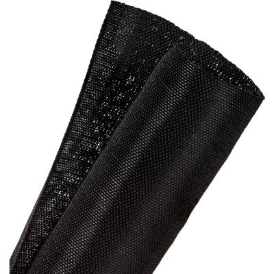 Techflex F6 Woven Split Wrappable Sleeve 1,75 » Dia., 50', Noir