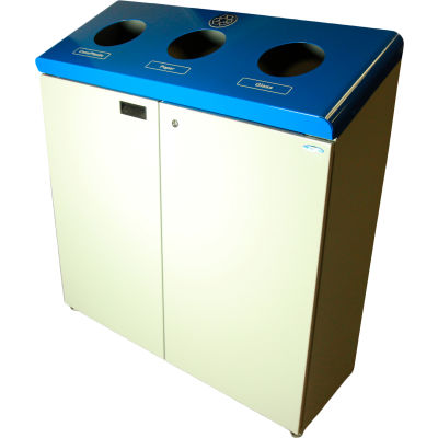 Station de recyclage gratuit permanent trois flux Frost, finition bleue et grise, 316