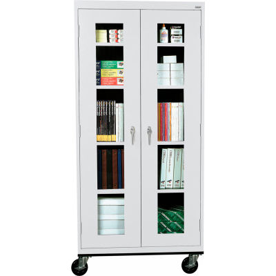 Sandusky Mobile Clear View Storage Cabinet TA4V362472 - 36x24x78, Light Gray
