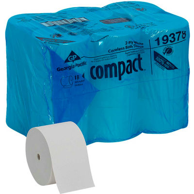 Papier hygiénique white coreless high capacity 2-Ply, 1500 Feuilles/Rouleau, 18 Rouleaux/Caisse - 19378