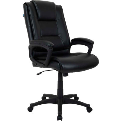 Interion® chaise exécutive en cuir collé antimicrobien avec bras, noir