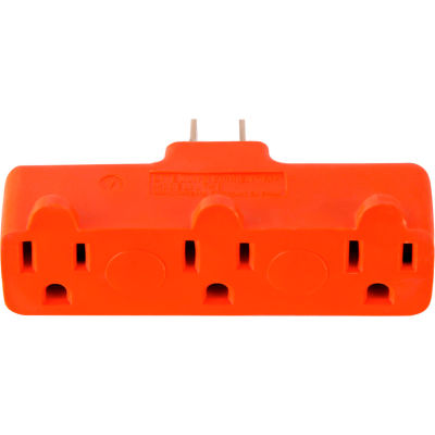 GoGreen Power, adaptateur caoutchouc tri-tap à 3 prises, GG-03418OR, Orange - Qté par paquet : 24