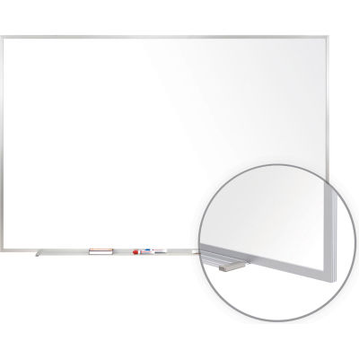 Gand 4' x 10' Tableau blanc - Porcelaine - Cadre en aluminium - Comprend le marqueur/gomme