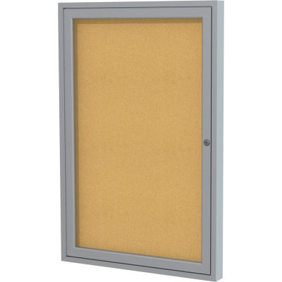 Ghent Enclosed Bulletin Board - Indoor - Cork - One Door - 24"W X 36"H
