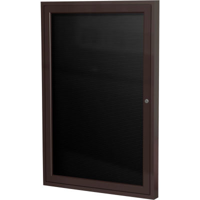 Ghent Enclosed Letter Board - Outdoor / Indoor - 1 Door - Black Vinyl w/Bronze Frame - 24" x 18"