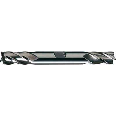 Cleveland HD-4C HSS 4-Flute Bright Square Double End Mill, 3/8 » x 3/8 » x 3/4 » x 3-1/2 »