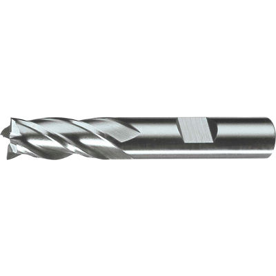 Cleveland HG-4C HSS 4-Flute Bright Square Single End Mill, 1/4 » x 3/8 » x 5/8 » x 2-7/16 »