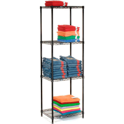Nexel® 4 Shelf, Black Epoxy Wire Shelving Unit, Starter, 24"W x 14"D x 74"H