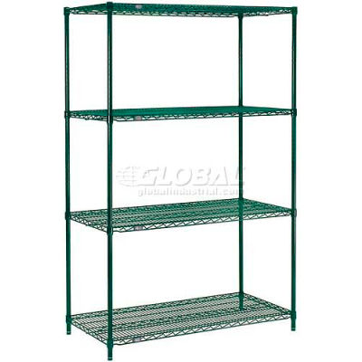 Étagère Nexel® 4, étagère en fil poly-vert®, démarreur, 72 po L x 24 po x 86 po H