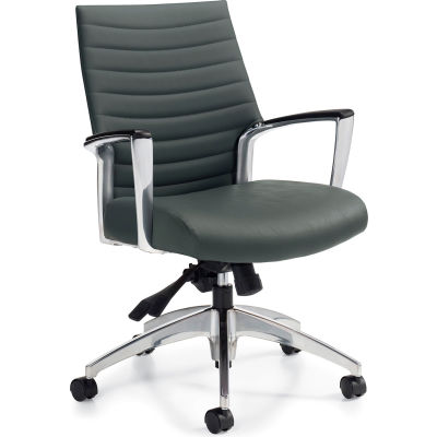 Global™ Ribbed Back Office Chair - Vinyl - Mid Back - Gray - Accord Series