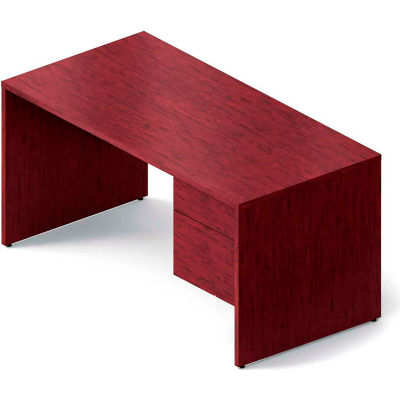 Global™ Wood Desk with Right Pedestal - 60" - Quartered Mahogany - Genoa Series