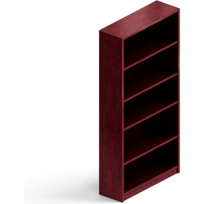 Global™ Bookcase, 4 Shelves - 72"H - Quartered Mahogany  - Genoa Series