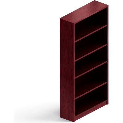 Global™ Bookcase, 4 Shelves - 72"H - Quartered Mahogany - Genoa Series