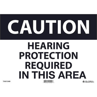 Global Industrial™ Attention à la protection auditive requise dans ce domaine, 10x14, Aluminium