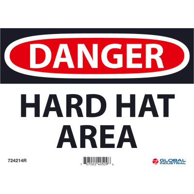 Global Industrial™ Danger Hard Hat Area, 7x10, Plastique rigide