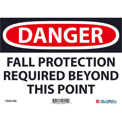 Global Industrial™ Danger Fall Protection Required Beyond This Point, 7x10, Aluminium