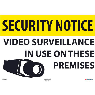 Global Industrial™ Security Notice Video Surveillance In Use, 14x20, Aluminium