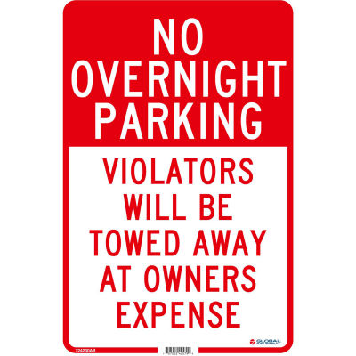 Global Industrial™ No Overnight Parking Violators Will Be Rewed, 18x12, 0,063 Aluminium