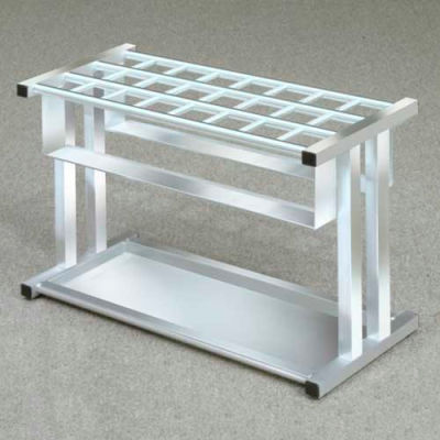 Grid Style Satin Aluminum Umbrella Stand for up to 24 Full & Tote Size Umbrellas