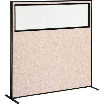Panneau de partition de bureau autoportant Interion® avec fenêtre partielle, 60-1/4 « L x 60 « H, Tan