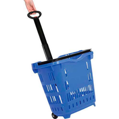 Good L ® Plastic Roller Shopping Basket 40 Litres 18"L x 14"W x 18-1/2 à 35-1/2"H, Bleu - Qté par paquet : 10