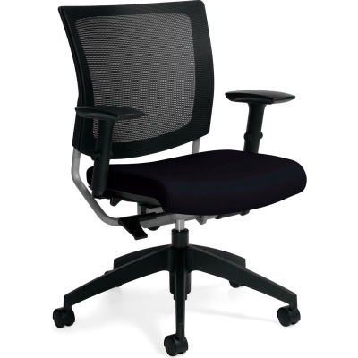 Global™ Mesh Back Office Chair with Arms - Fabric - Mid Back - Coal - Graphic Series