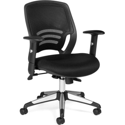 Offices To Go™ Mesh Back Managers Chair -Fabric - Black